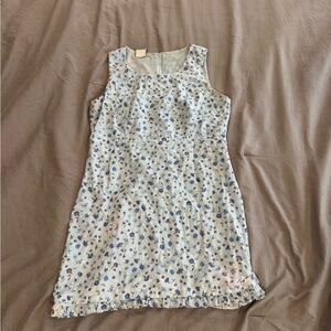 Rabbit Rabbit Rabbit Floral Mini Dress in Blue and White